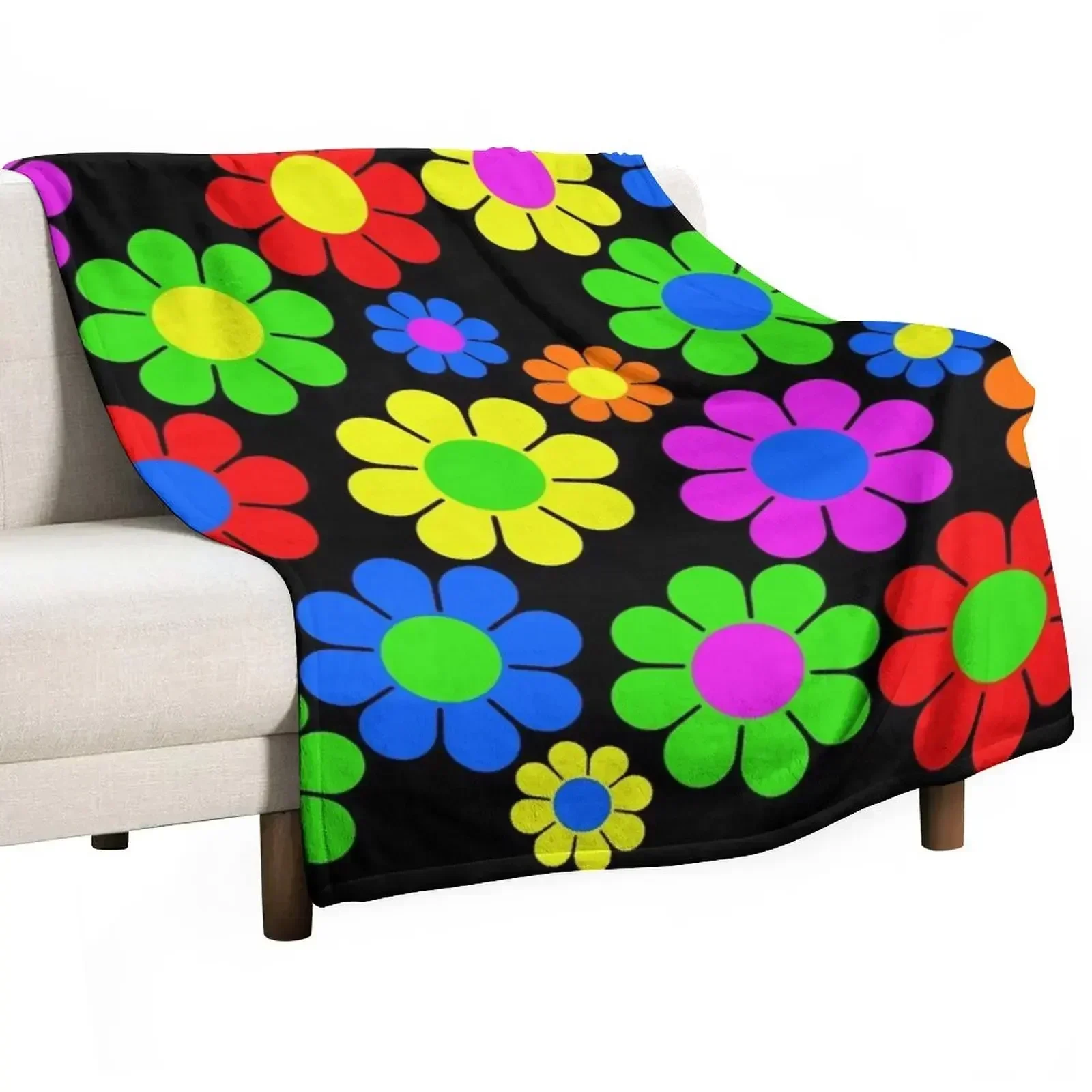 

Hippy Flower Daisy Spring Pattern Throw Blanket All Season Lightweight Soft Blanket for Bed
