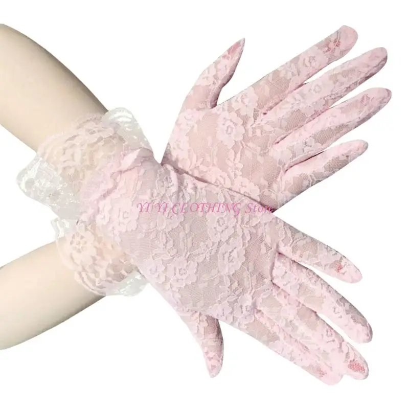

N5KF 2lots Stylish Long Arm Gloves Breathable Lace Gloves Stretchy Lace Gloves for Wedding Attires Halloween Cosplay and