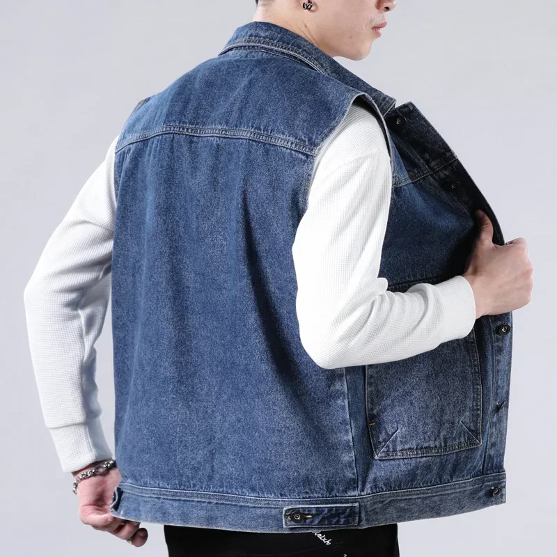 Spring Vintage Design Mens fallow Denim Vest Male Retro Sleeveless Jackets Men Ripped Hole Button slim Jean Waistcoats Clothing