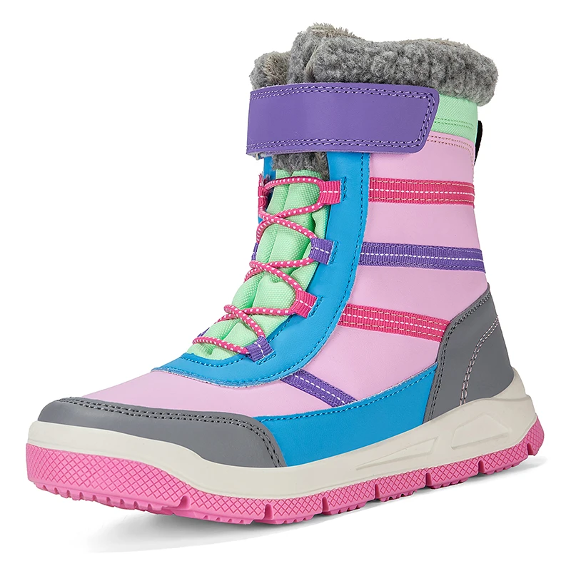 Botas de senderismo impermeables para invierno, zapatillas de Trekking antideslizantes para exteriores para niños, botas de nieve de felpa, botas cálidas informales para exteriores para niños