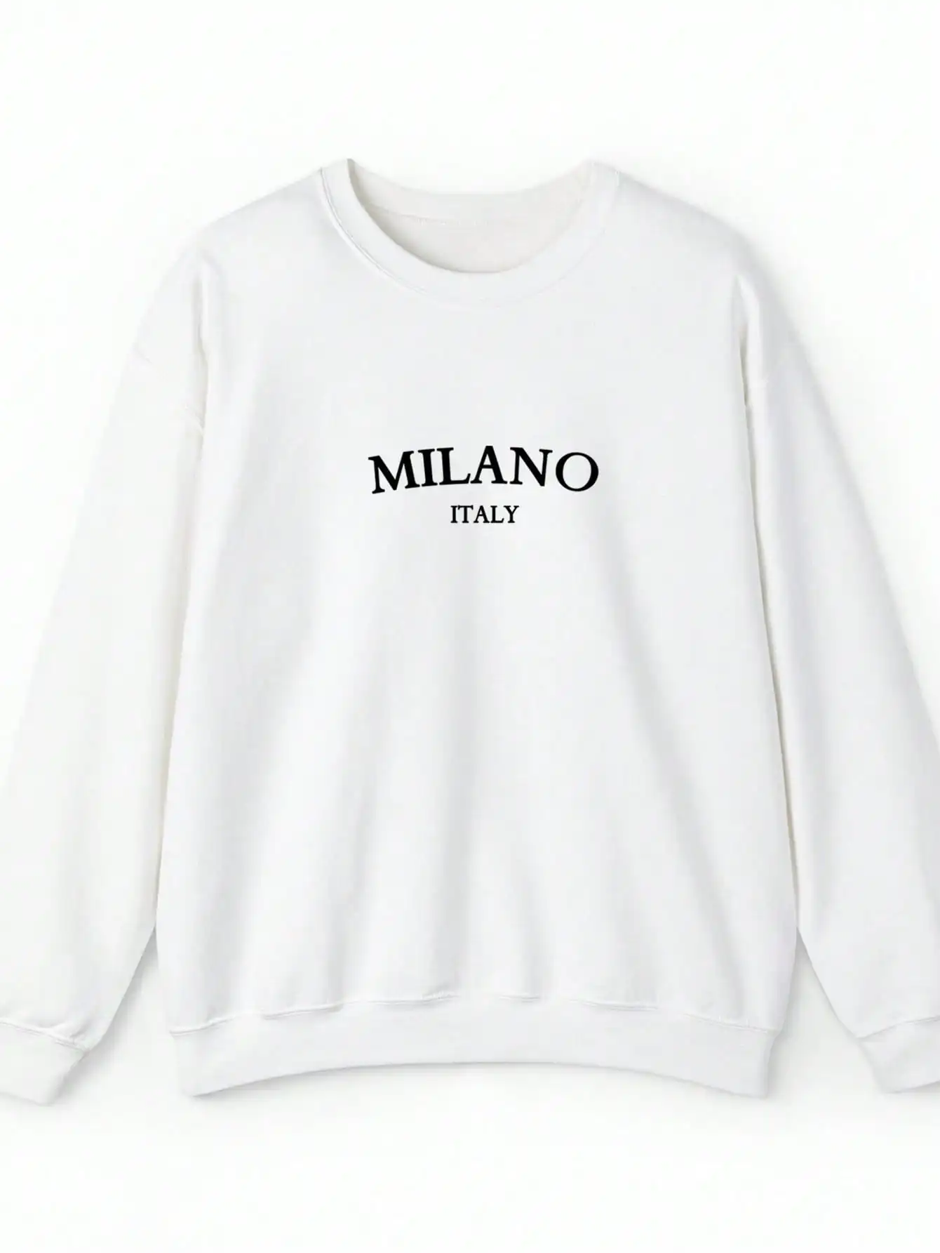 เสื้อสเวตเชิ้ตแขนยาวทรงหลวมสีขาวพิมพ์ลายมิลานอิตาลีสำหรับผู้หญิง ลำลอง ฤดูใบไม้ร่วง ฤดูหนาว