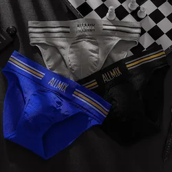 SP&CITY Colorful Stripe Letter Men's Sexy Underpants Sports Low Waist Seamless Cotton Shorts Breathable Boys' Triangle Pants