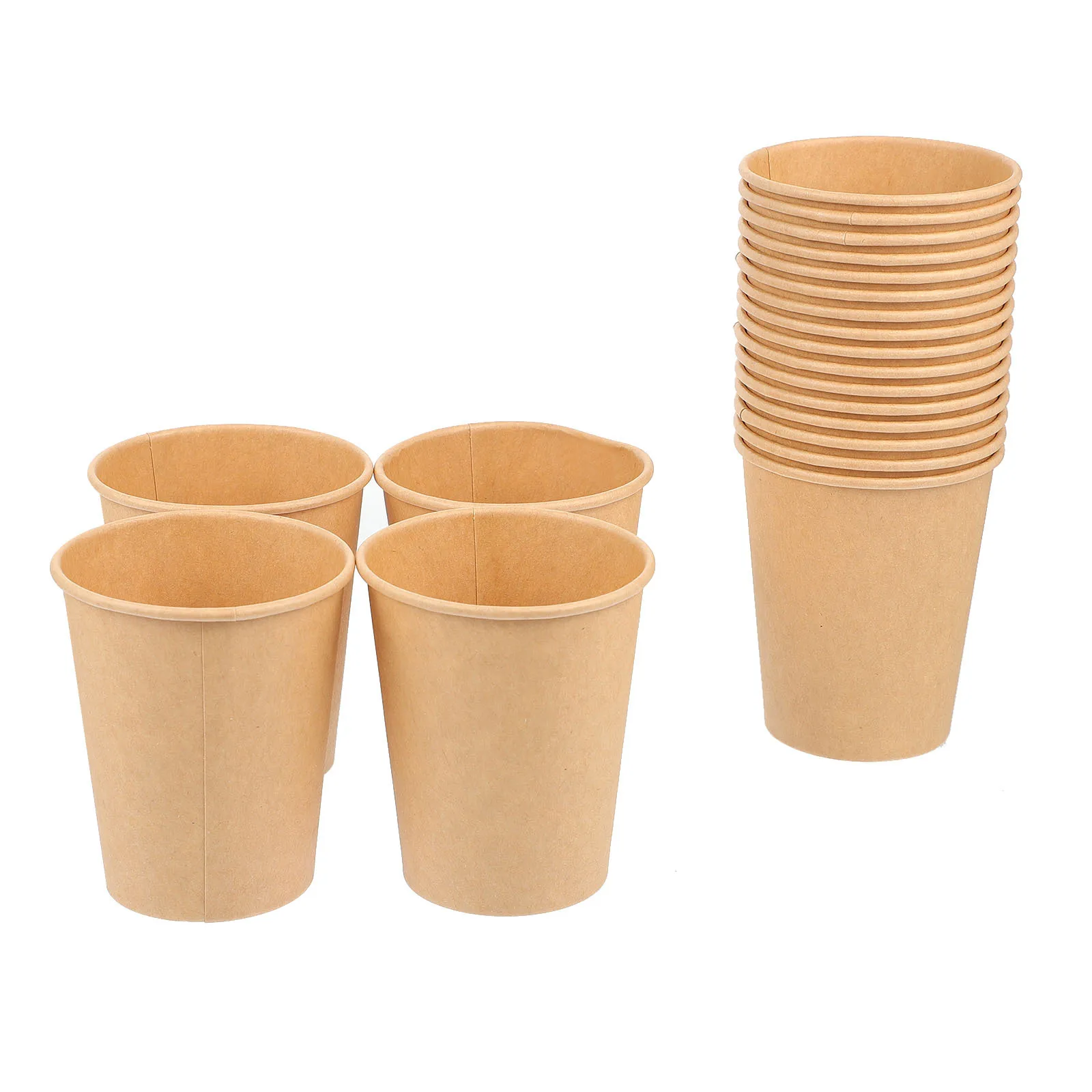 

20pcs Kraft Paper Cups Disposable Food Containers For Hot Coffee Cold Beverage Soup Ice Cream Greaseproof Leak Resistant Party