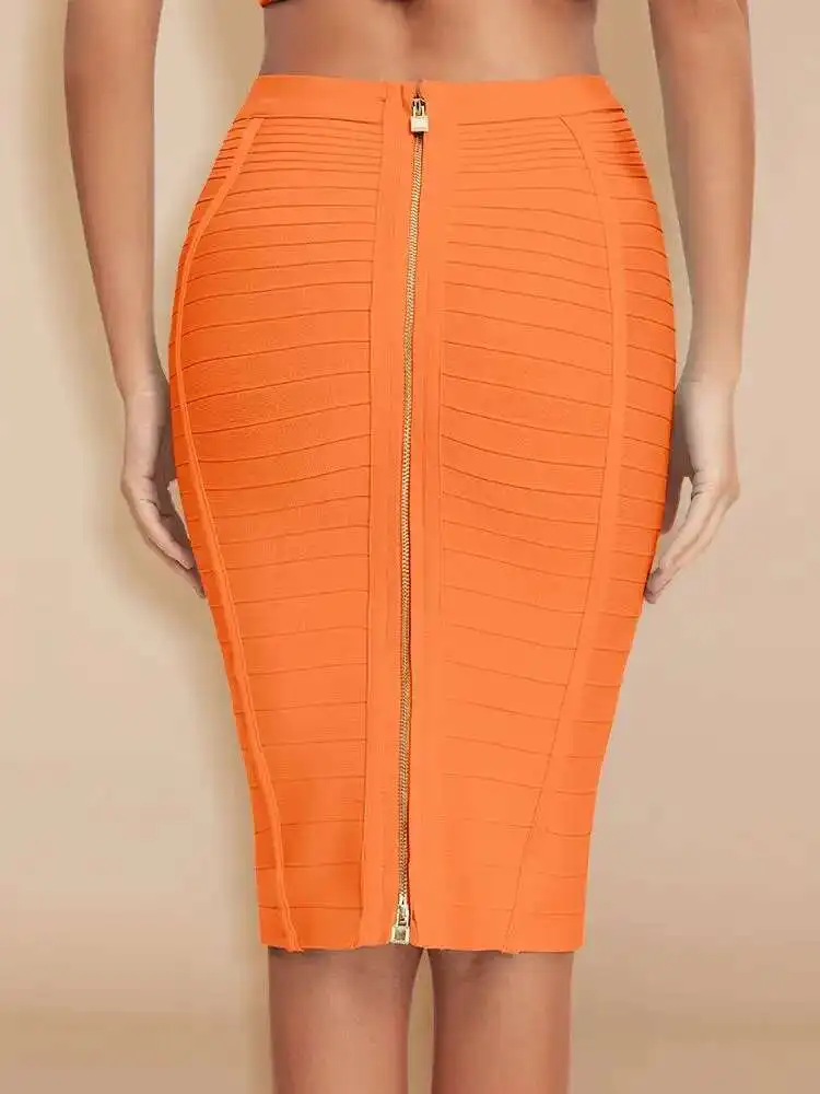 Sexy Pencil Bandage Skirt Striped Quality Luxury Zipper Skirts Party Celebrity Wholesale XL Red Blue Black Slim Skirts  TJ9G