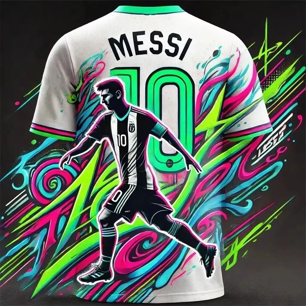 

Футбольная футболка 2026 CHATGPT Street Graffiti для детей и взрослых, специальная модель MESSI 10, летняя футболка, интеллектуальный дизайн, новая коллекция