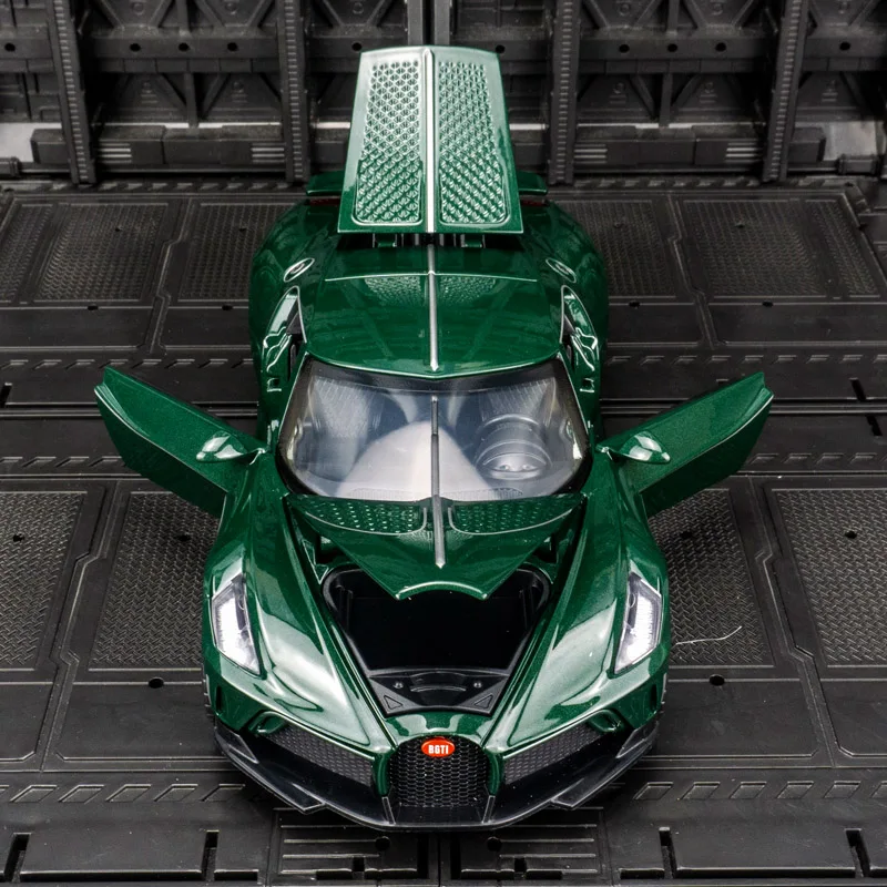 Modelo de coche de aleación Bugatti 1:24, juguete de rebote de metal para niños, coche deportivo, puertas y capó del motor, el maletero se puede abrir