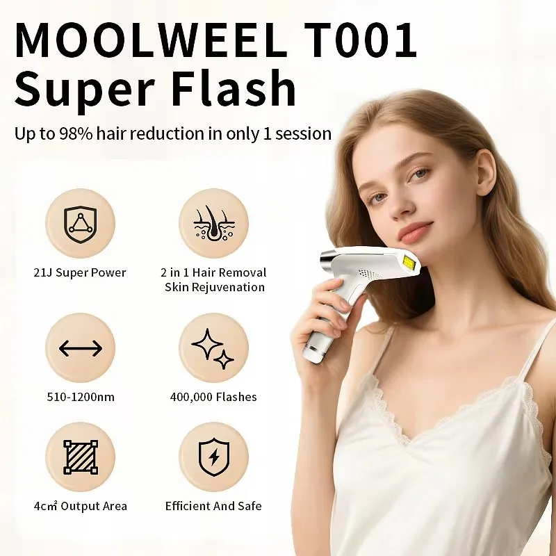 T001 Portable IPL Hair Removal Device 21J High Energy Electric Epilator For Body Bikini Area Leg Home Personal Use