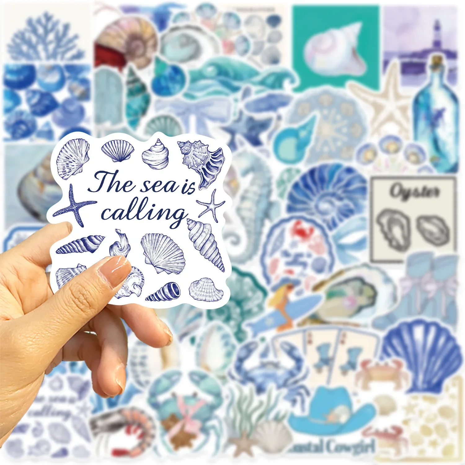 50PCS Cartoon Blue Coast Girl Graffiti Sticker Aesthetic Children's Korean Decoration Scrapbooking Stationery School Supplies