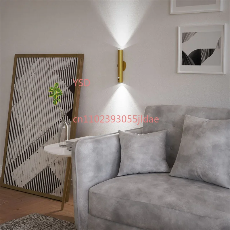 Rechargeable PIR Motion Sensor Wall Lamp Magnetic Wireless Battery Powered Wall Sconce With Remote Control For Bedroom Stairs