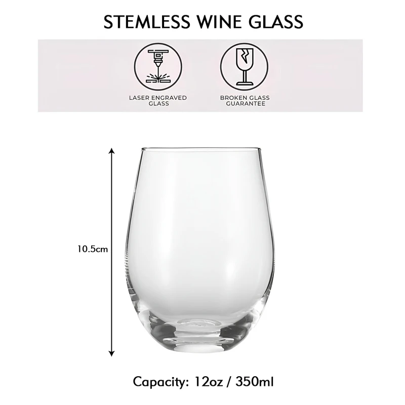 2 Set 350ml Stemless Wine Glass, Personalized Wedding Glasses, Personalized Wedding Gifts, Valentine Day Gifts, Birthday Gift