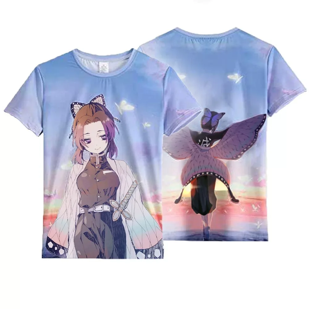 Demon Slayer Kochou Shinobu 3D Print T-shirt For Men and Women Anime Butterfly Girls Fashion Comfortable Short Sleeved T-shirt