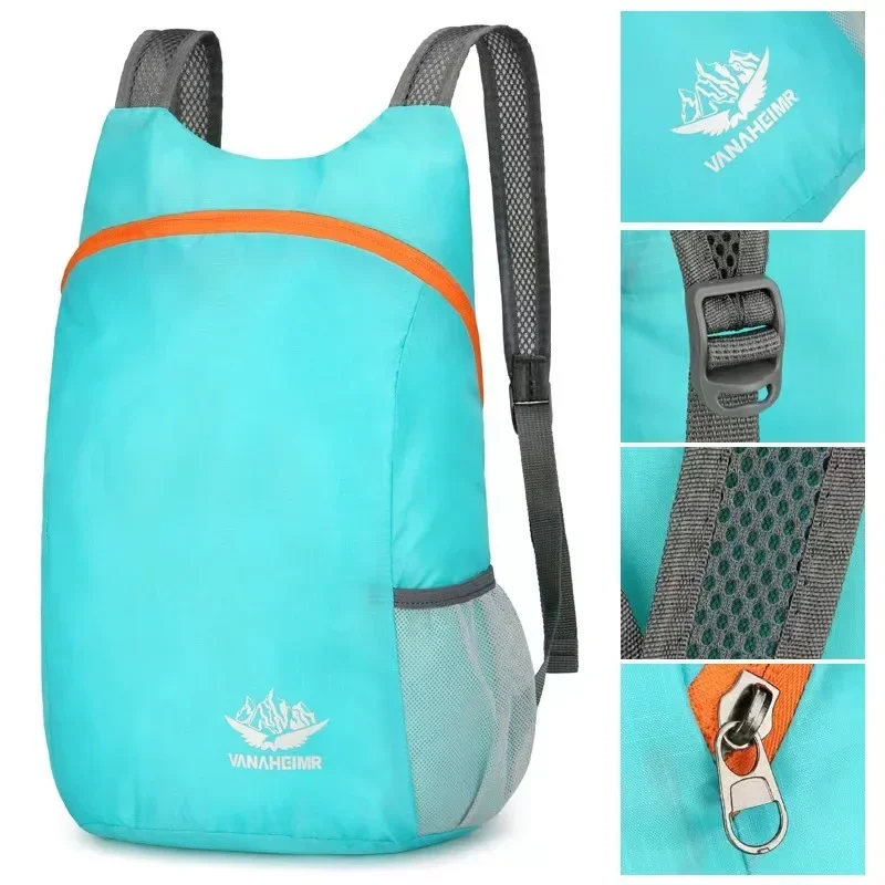 Bolsa de almacenamiento deportiva portátil y ligera, mochila plegable de gran capacidad para acampar al aire libre, viajes, cubos de embalaje