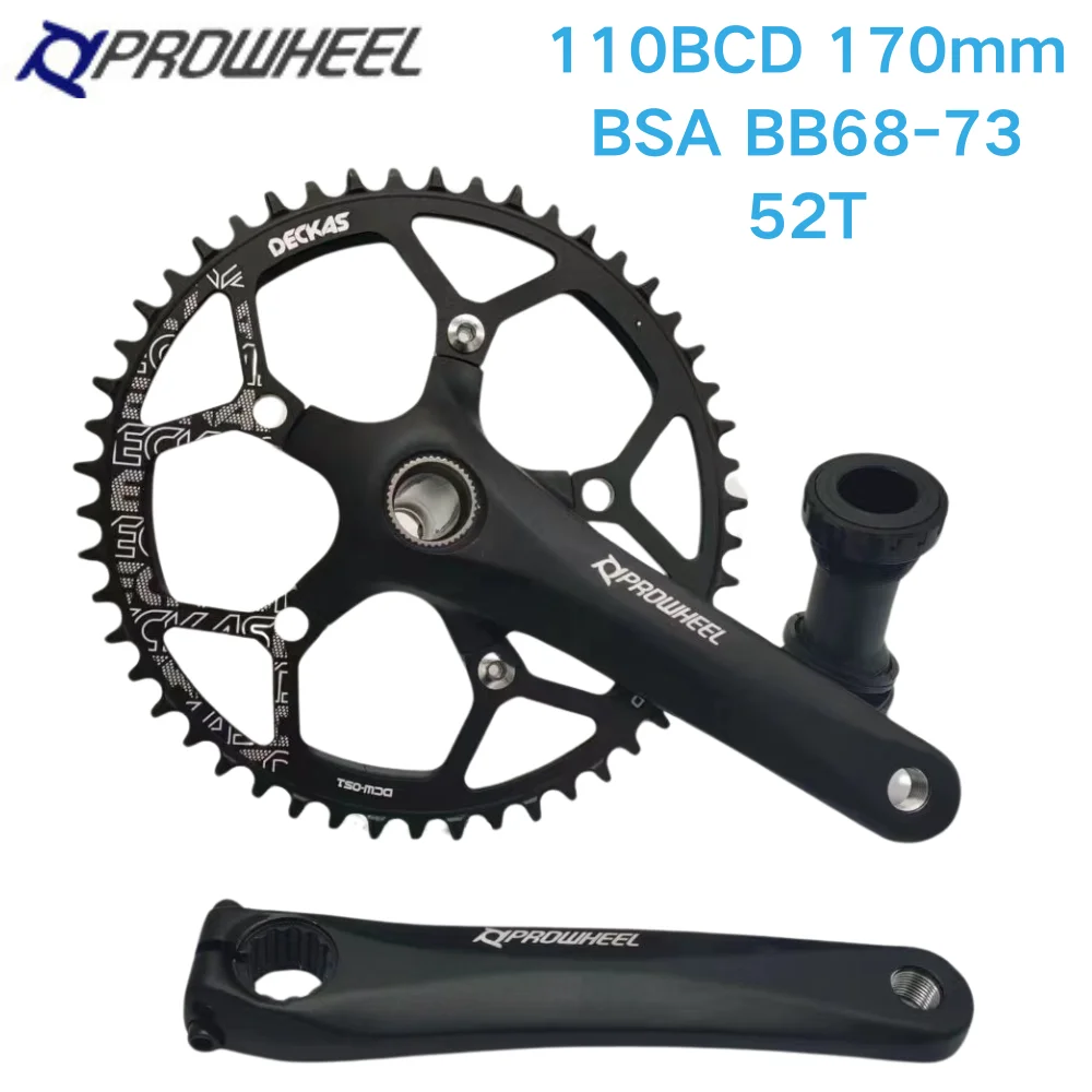 

Рукоятка шатуна для дорожного велосипеда PROWHEEL, 170 мм, рукоятка с одиночным диском 110BCD 36-52T, совместима с велосипедными запчастями 7-12S