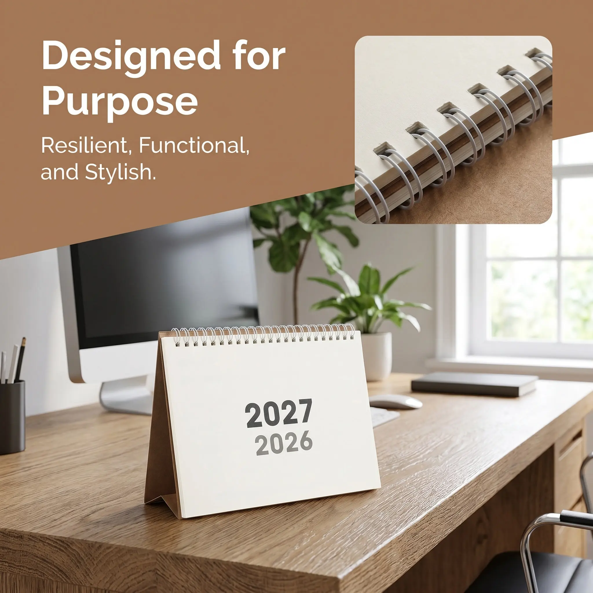 Standing Desk Calendar 2027 Desktop Monthly Planner Spiral Flip Note Pad for Scheduling Meetings Events Office Home 8.3x5.9