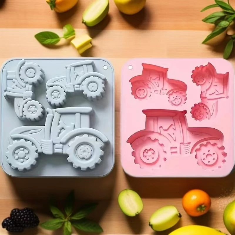 3-Cavity Tractor-Shaped Silicone Mold of Different Sizes Chocolate Jelly Ice Cube Cake Mold High Temperature Resistant