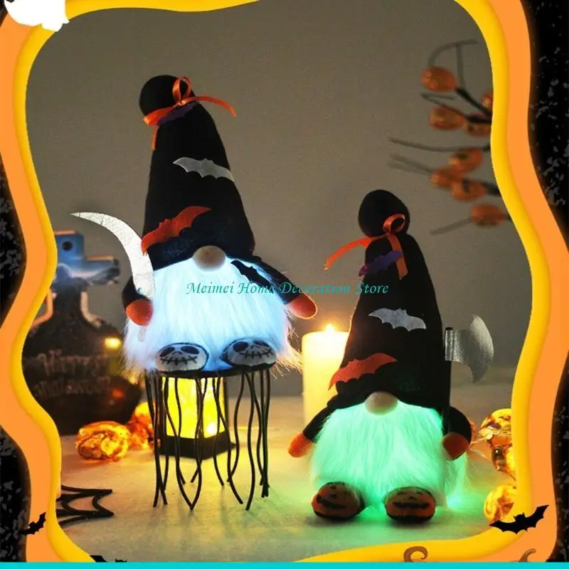 H7BF 12 "Halloween Halloween Gnome Plush for Doll المصنوعة يدويًا تومتي توم التماثيل السويدية ديكورات حفلات العطلات