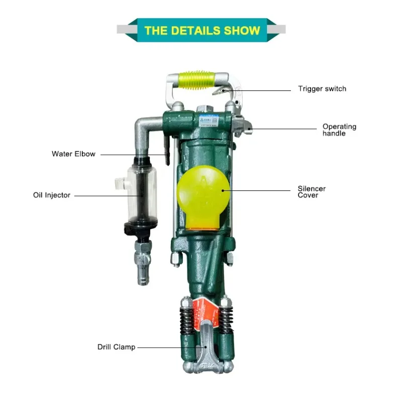 Rig Bor Batu Pneumatik Portabel Terbaru dari Tiongkok 2025, Mini Air Leg Blaster Laris Manis dengan Komponen Inti Pompa