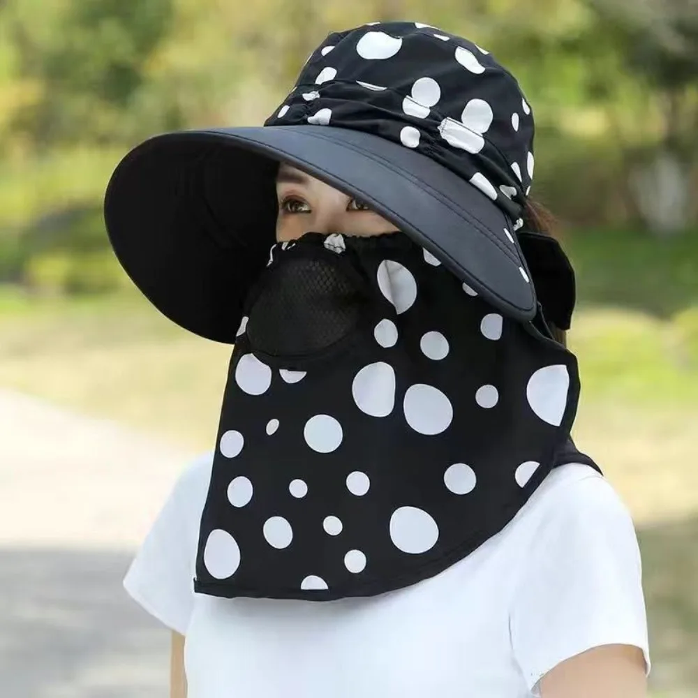 Wide Brim Tea Picking Cap Hot Sale Anti-uv Sunscreen and Shading Shawl Mask Shawl Protect Neck Women's Ponytail Hat Unisex