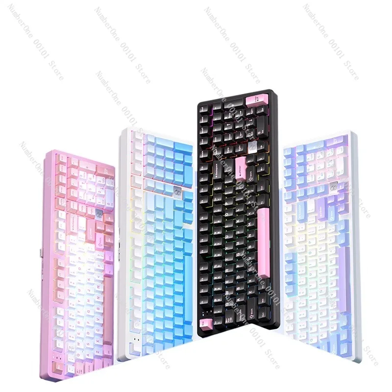 Aluminum Alloy Mechanical Keyboard,Wireless Three-Mode Bluetooth and USB Gaming Keyboard,Compact E-Sports Office Keyboard