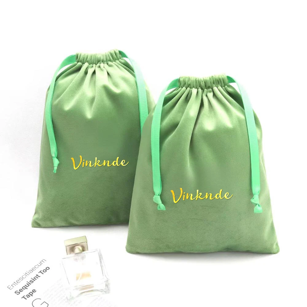 

Wedding Travel Candy Drawstring Dust Velvet Pouches Custom Logo Name Jewelry Earrings Necklace Packaging Bag 8x10cm Mini Sachet