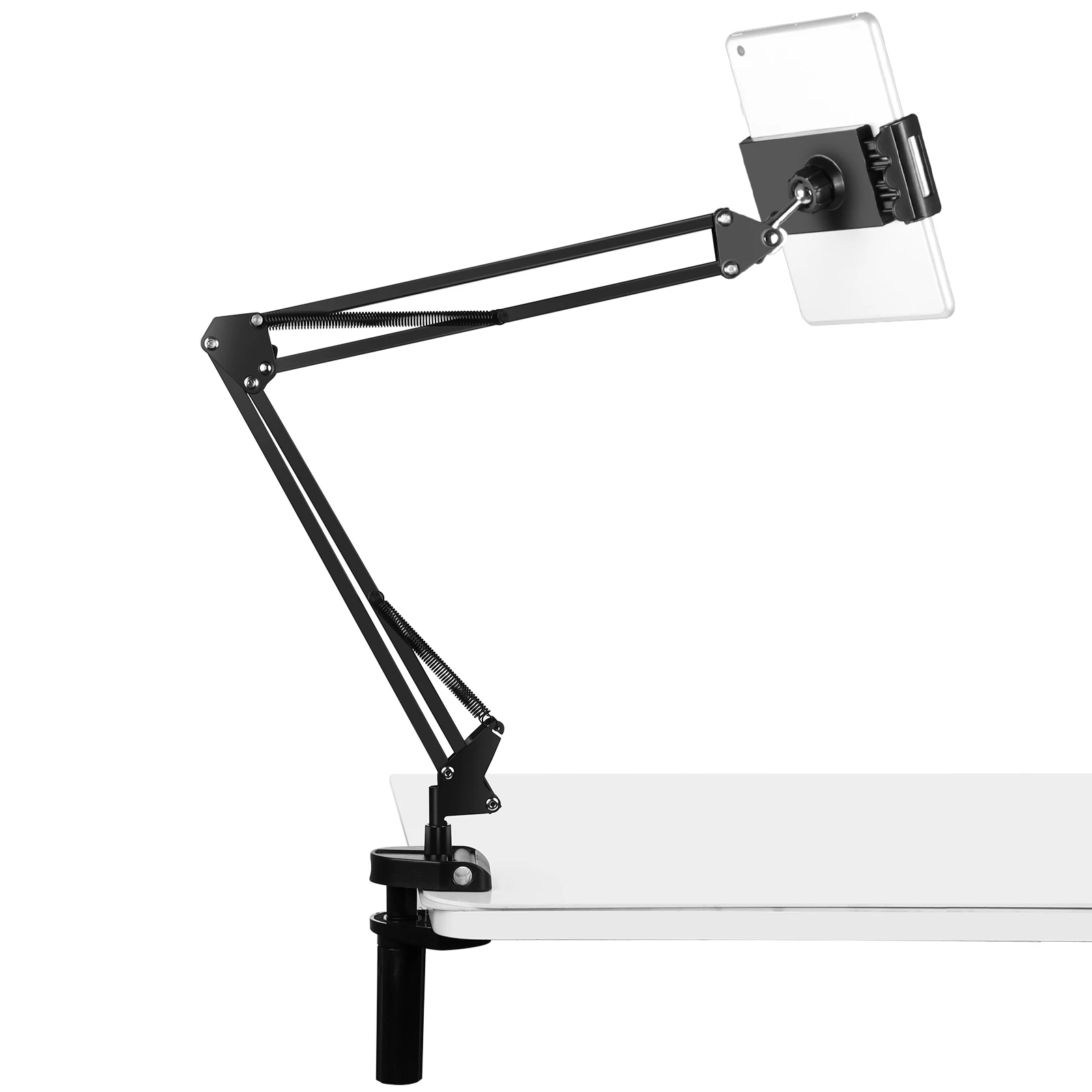 PULUZ Articulating Arm Desk Mount with Tablet Clamp for Mobile Phone Live Broadcast Desktop Holder for Computer