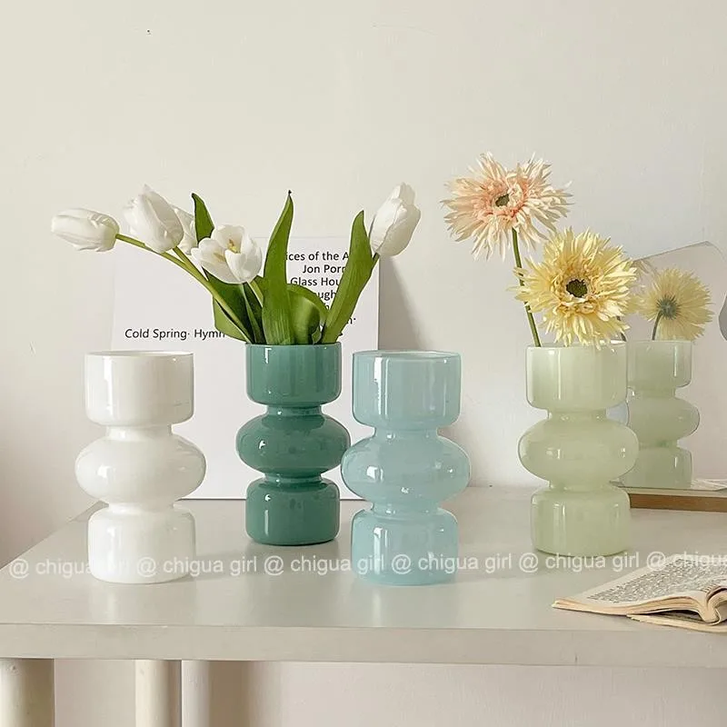 

Korean Ins Simple Retro Glass Vase Home Decoration Water Flower Flower Arrangement Light Luxury Desktop Soft Decoration