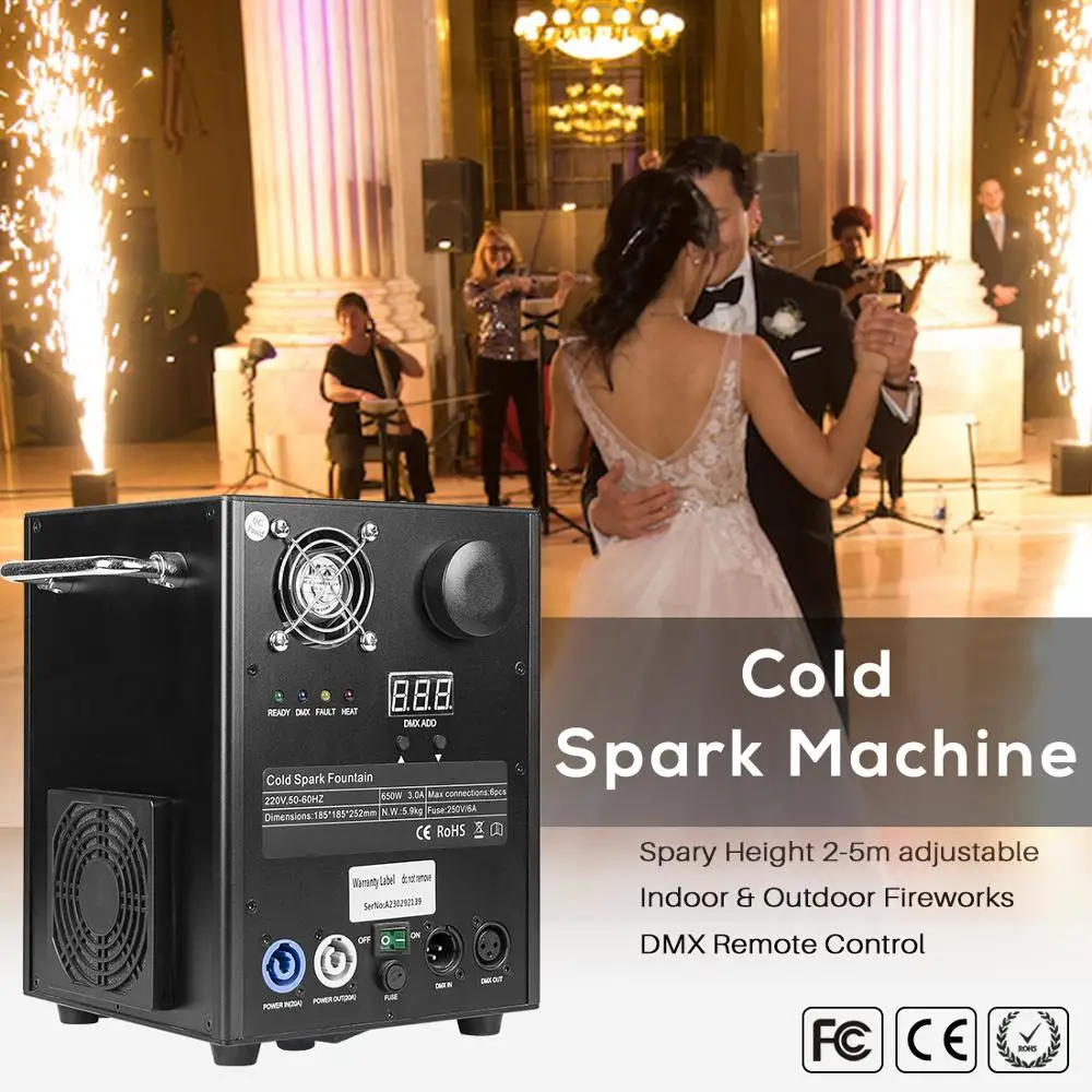 650w Cold Spark Fountain Machine Remote DMX Control Spark Machine Fountain Cold Fireworks Effect for DJ Wedding Show