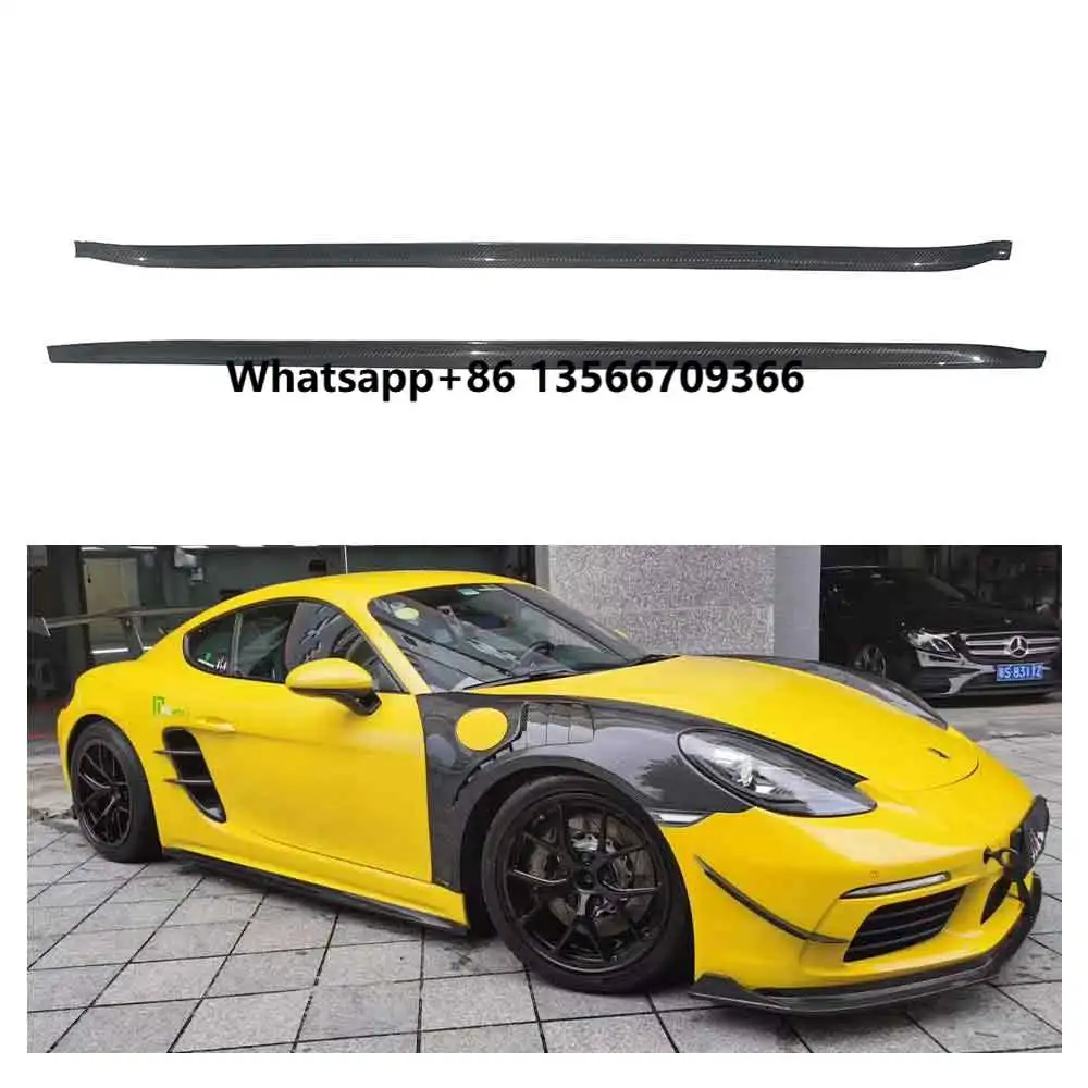 

For Porsche 718 Boxster Cayman 3K Twill Dry Carbon Fiber Car Side Bumper Skirt Body Kit Car Accessories
