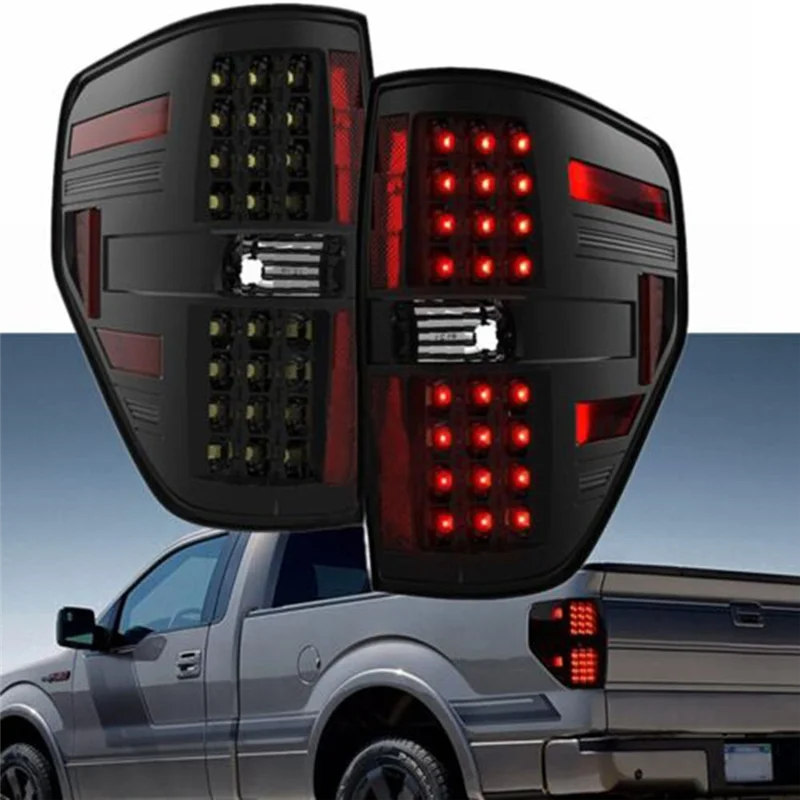 Rear Left LED Tail Lights Rear Brake Lamps Steering Indicator Light for Pickup 2009-2014 Smoke