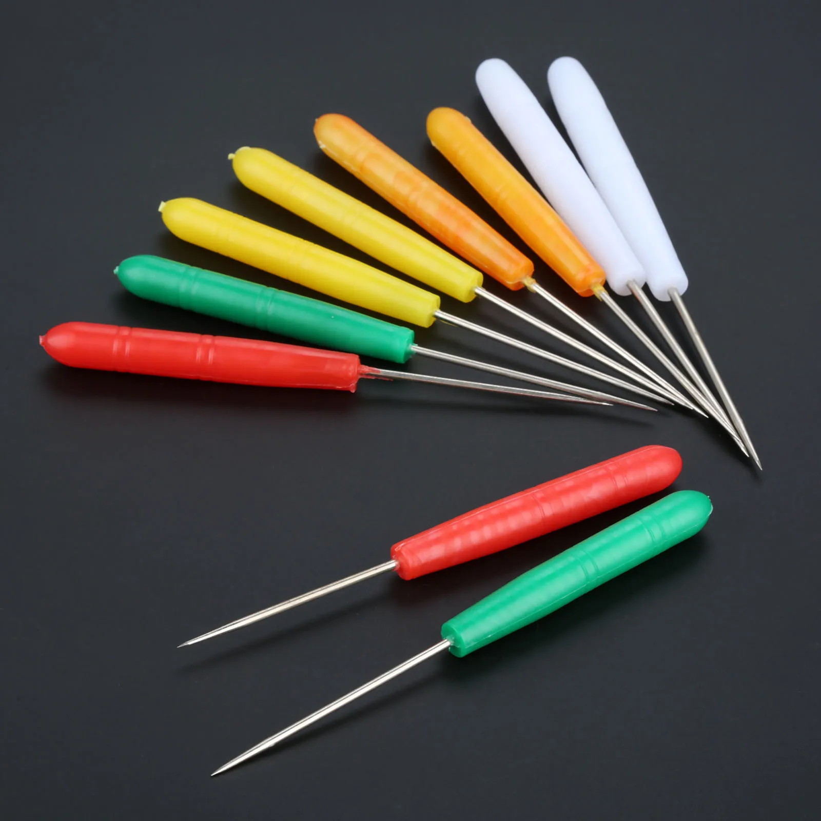 10Pcs 120mm Plastic Handle Sewing Awls Metal Dig Holes Leather Hole Punching Sewing Accessory Tools Shoe Repair Tools