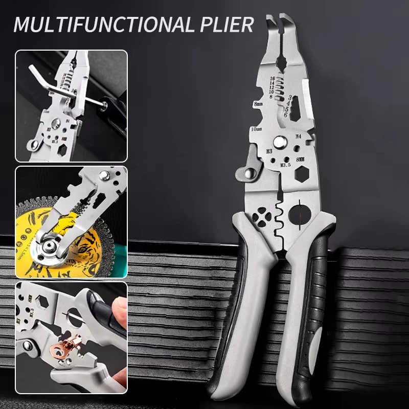 

Electrician Specific Wire Stripping Pliers Multifunctional Electricians Maintenance Anti-Slip Stripper Cable Crimper Pliers Tool