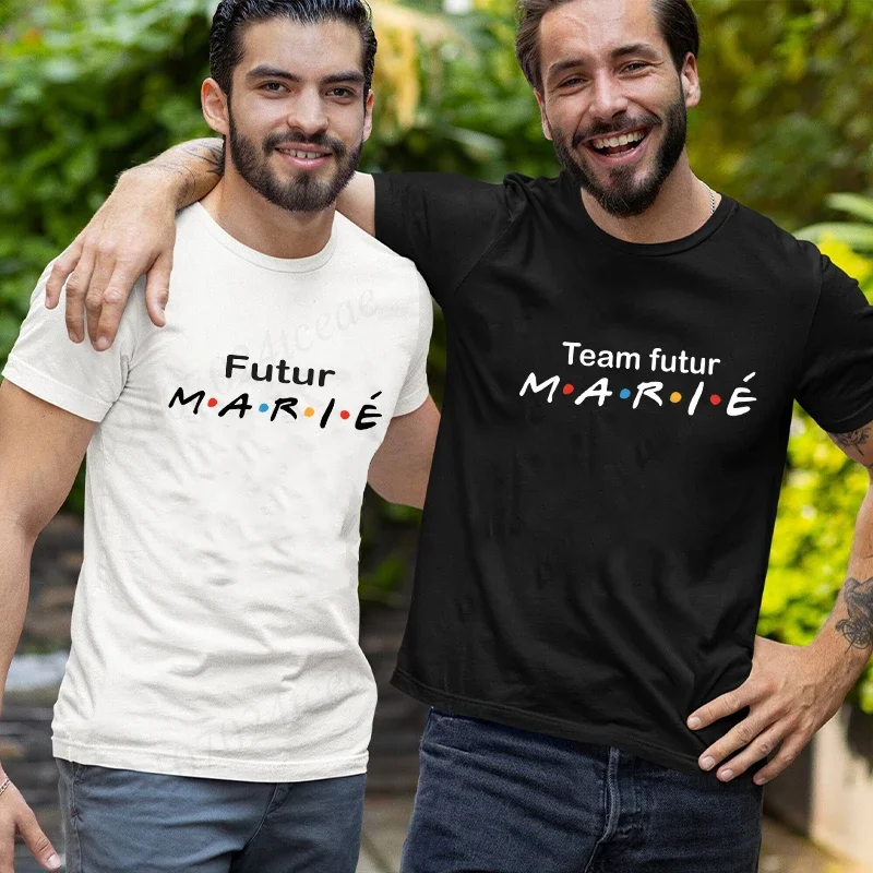 الفرنسية Evg المستقبل العريس فريق تي شيرت أصدقاء واحد حفلة البكالوريوس فرقة التي شيرت وصيف أفضل رجل المشاركة الزفاف تيز #4