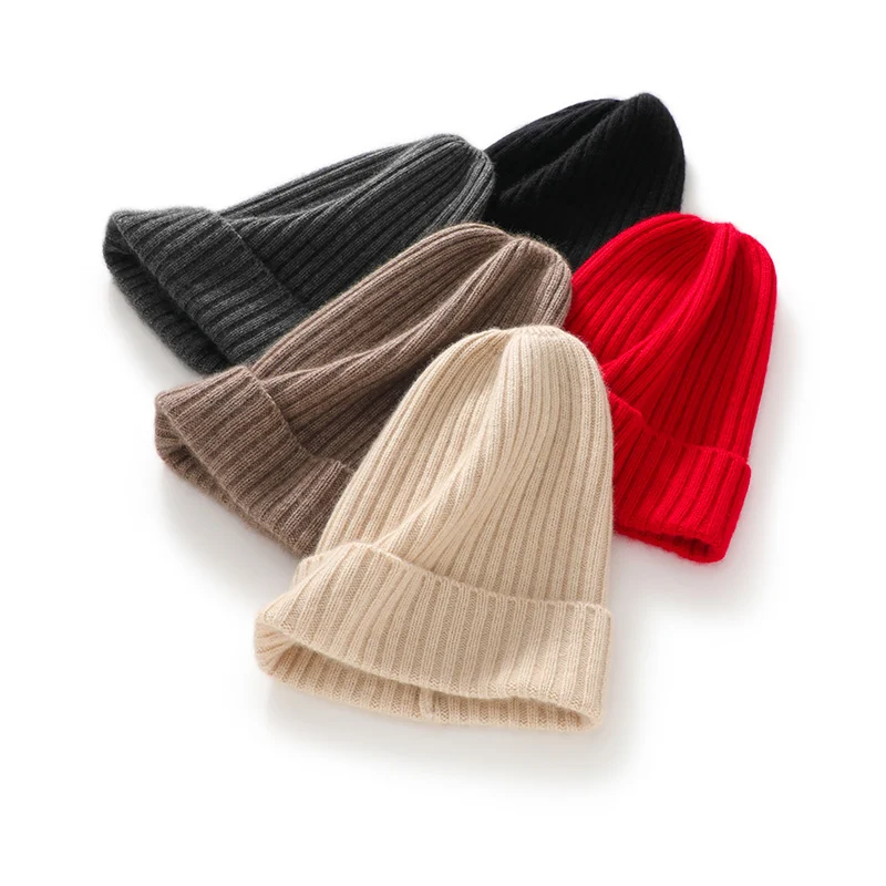 Pure Cashmere Hat Knitted Baotou Warm Leisure Spring and Autumn Shopping High Grade Laminated Ear Protection Hat