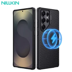 NILLKIN For Samsung Galaxy S25 Ultra Magsafe Case Carbon Aramid Fiber Magnetic Wireless Charging Cover For Samsung S25 Ultra