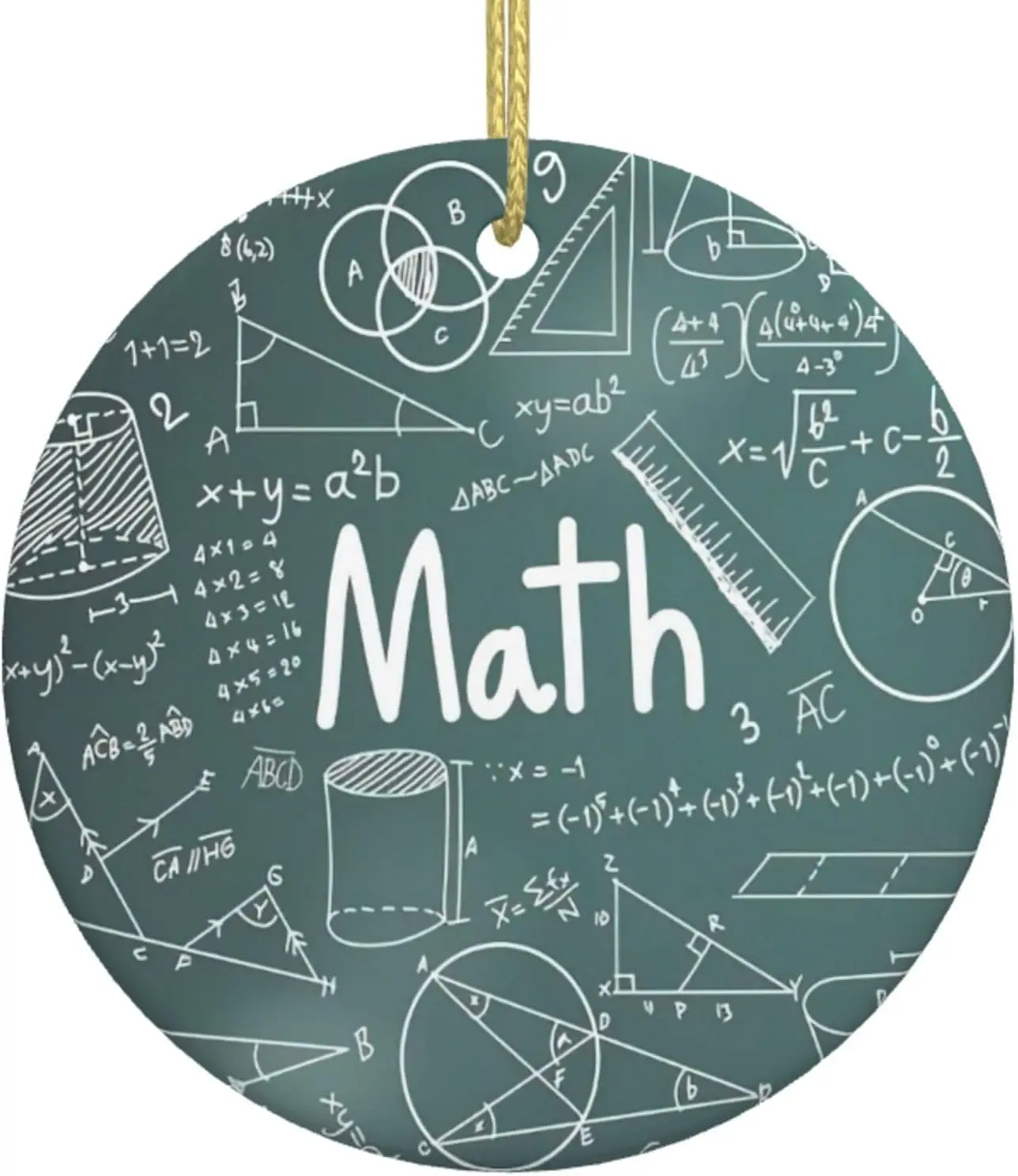 Formulas Shapes Theory Math Lesson Word Print Christmas Tree Hanging Xmas Tree Ceramic Round Pendant Gift New Year Home Decor