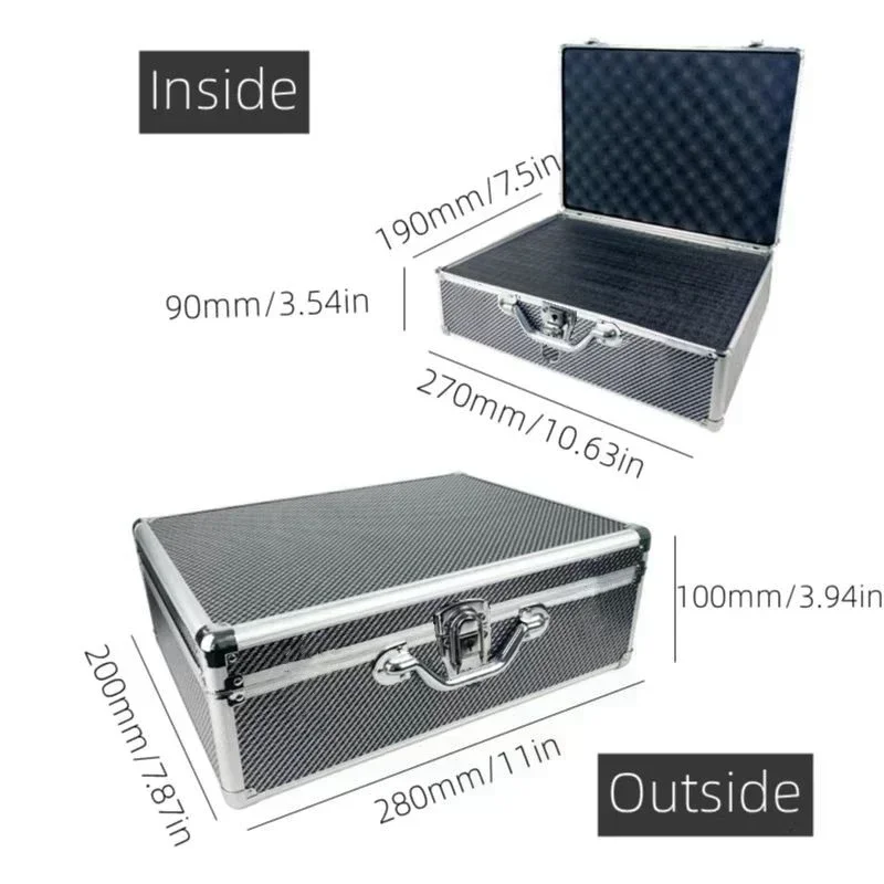 Portable Tool Box Instrument Case Storage Box with Sponge Handheld Impact Tool 36x26x15cm Tool Box Carbon Fiber Hard Case