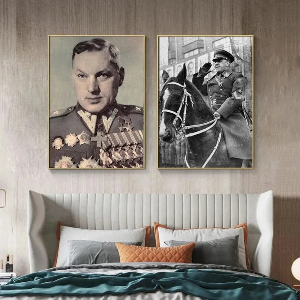 General of The Soviet Union Poster Zhukov Stalin Portrait Canvas Painting Prints Classic World War II Picture Wall Art Decor