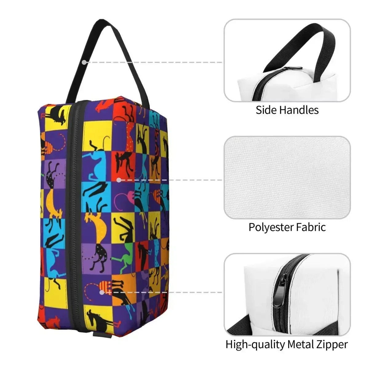 Cute Hounds Greyhound Dog Travel Toiletry Bag for Women Animal Pop Art Cosmetic Makeup Organizer Beauty Storage Dopp Kit