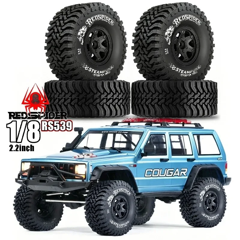 4pcs 136mm Metal 2.2 inch Beadlock Wheel Tire Set for 1/7 1/8 RC Crawler Car Axial SCX10 Wraith RR10 Capra Trxs TRX4 YK4082