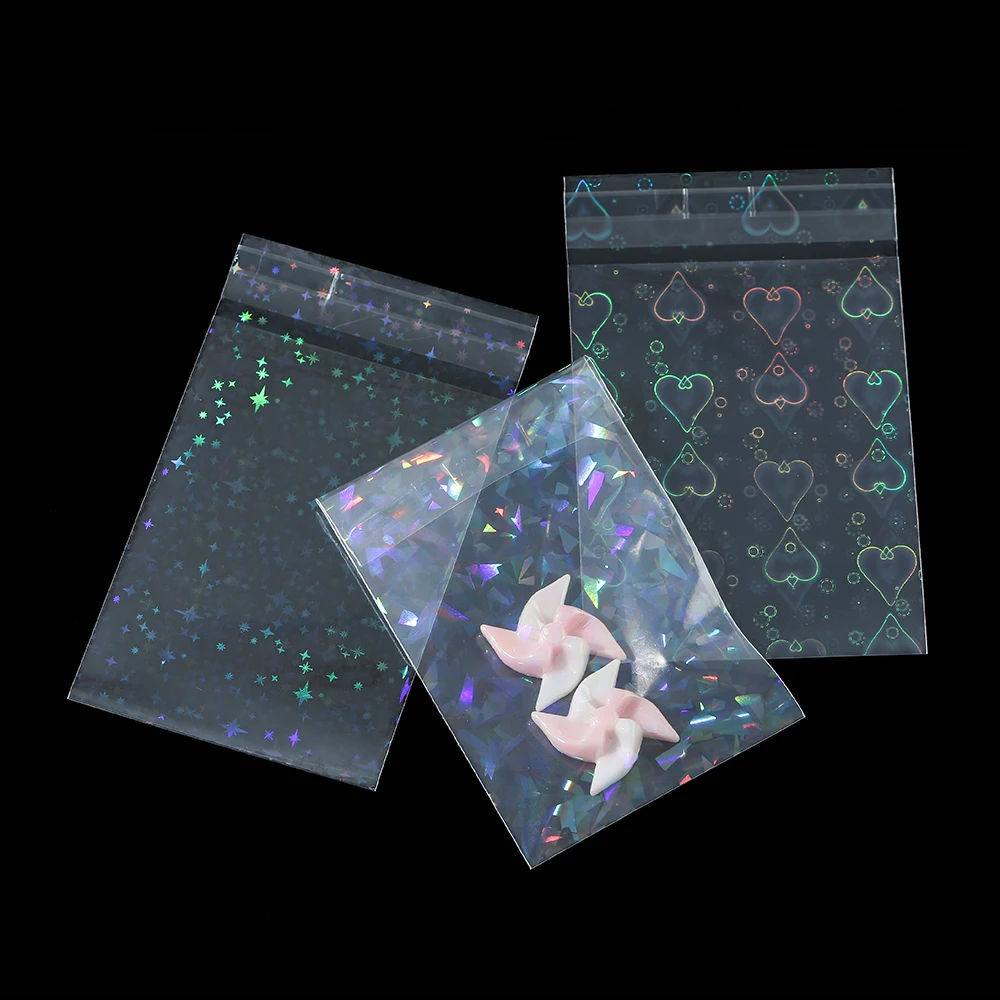 

50pcs Laser Self Sealing Plastic Bag Colorful Holographic Jewelry Bag for Necklace Bracelet Jewelry Gift Packag Storage Bags