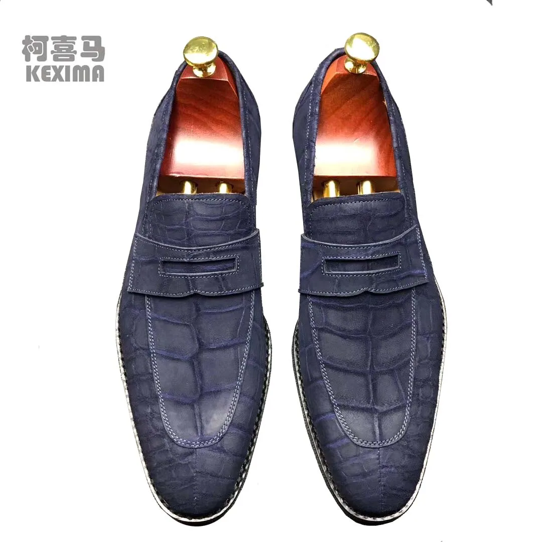 KEXIMA chue new arrival men dress shoes blue male formal shoes leather sole men crocodile leather shoes male crocodile shoes