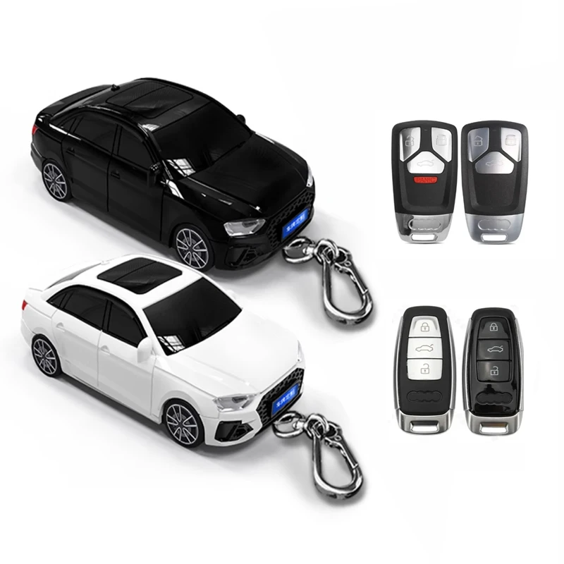 Car Models with Light Key Case for Audi Q3 A3 A6l A4l Q8 A5 A6 S4 S5 TT 3 4 Button Smart Car Key Case Cover Keychain Accessories