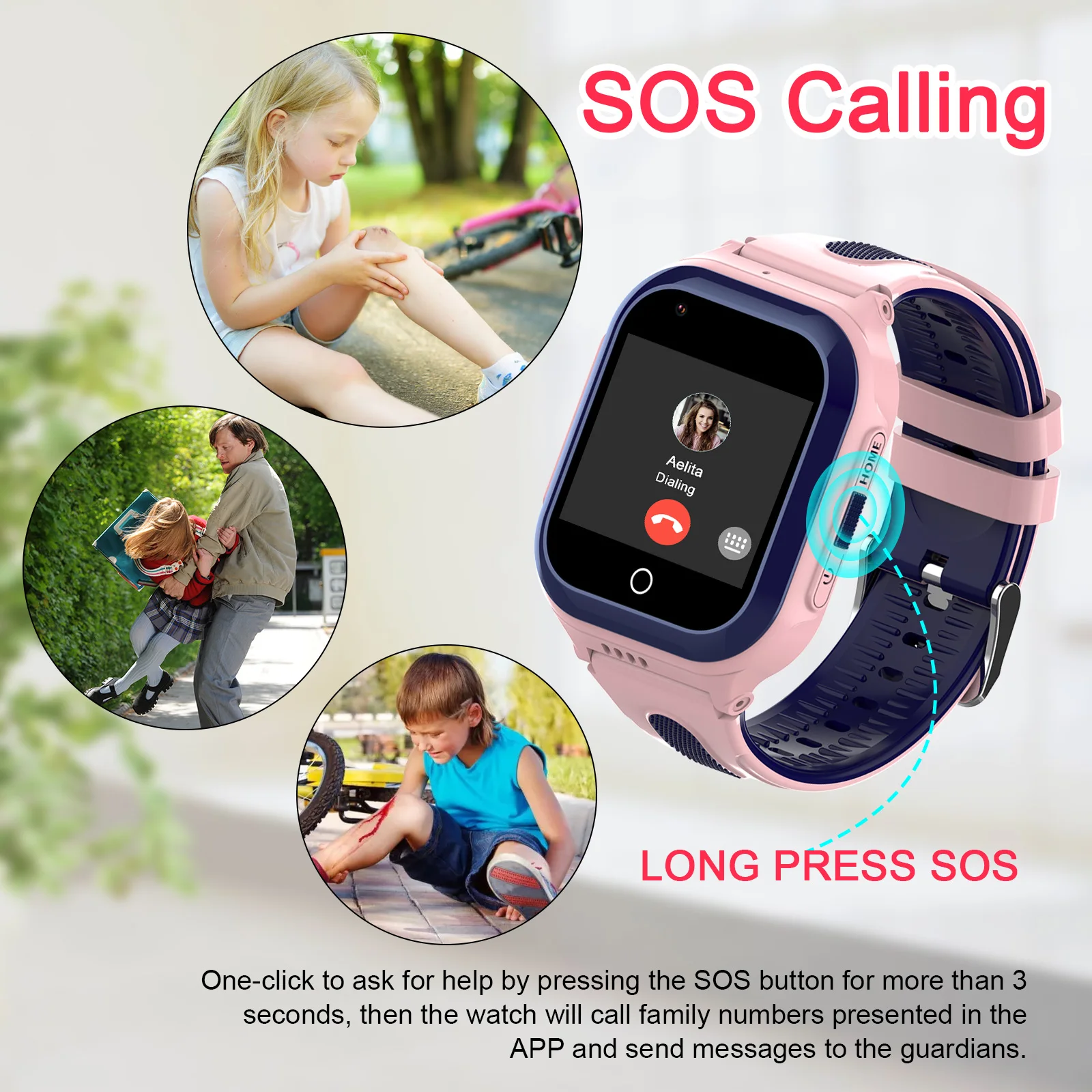 ساعة ذكية للأطفال Getfitsoo KT24S 4G حافظة قابلة للفصل SOS Call GPS-WIFI جهاز تعقب مضاد للفقدان للأطفال مع كاميرا فيديو