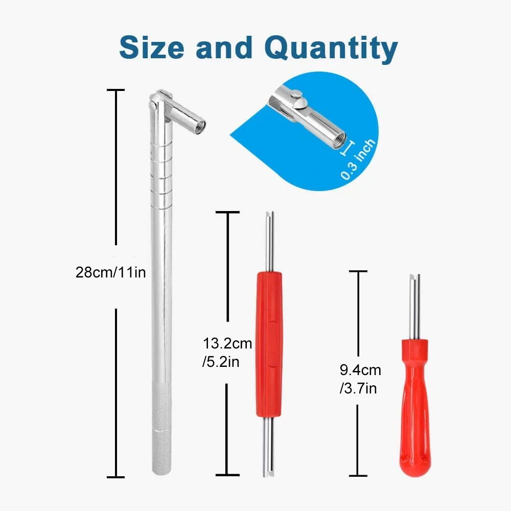 1Set Valve Stem Puller Installer Tool Kit - 4 Way Valve Core Remover, Single Head Tire Valve Core Remover Repair Installer Tool