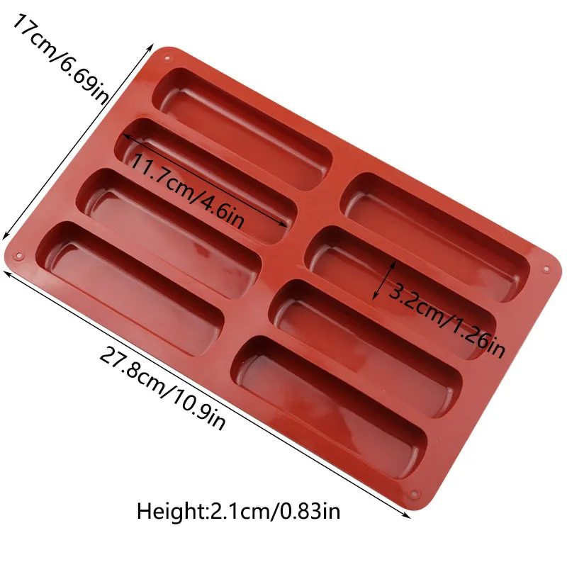 8 Hole Silicone Finger Biscuit Mold Non-Stick Food Grade Rectangular Mousse Cake Chocolate dessert Ice Stick Soap Baking Tools