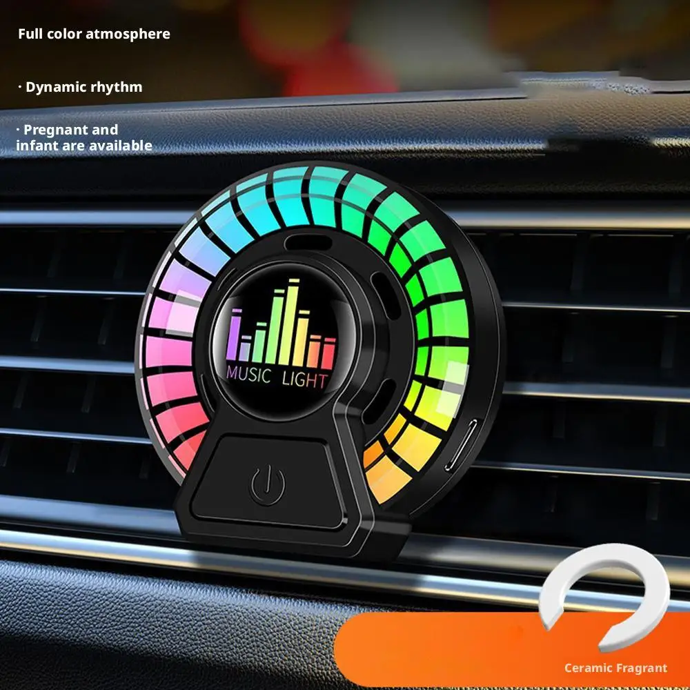 

Car Air Freshener With Ambient Music-Synced Rhythm Vent Pickup Lamp, Voice-Activated Car Mounted Decor Lights, X6O6