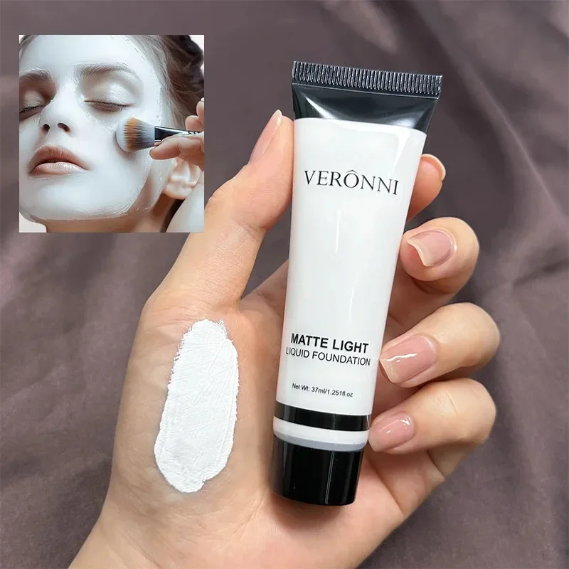 Profesjonalny biały podkład do twarzy, wodoodporny, trwały przez 24 godziny, matowy, naturalny wygląd, idealny do fotografii i makijażu klauna.