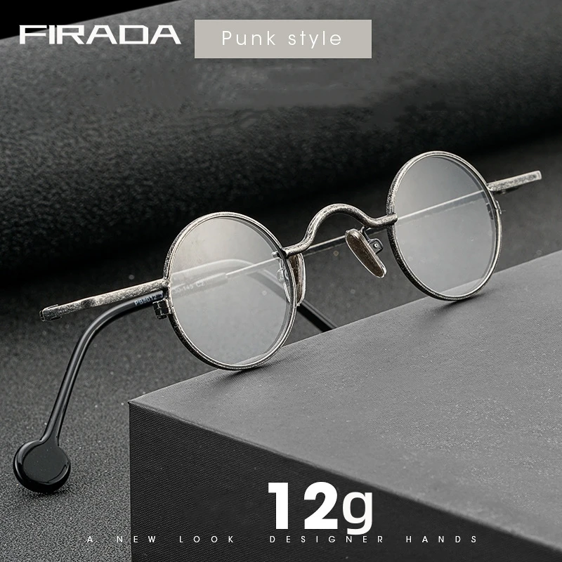 FIRADA stylowe akcesoria optyczne Retro Punk okrągły Alloy małe rozmiary okulary optyczne okulary na receptę rama dla mężczyzn i kobiet PB8012