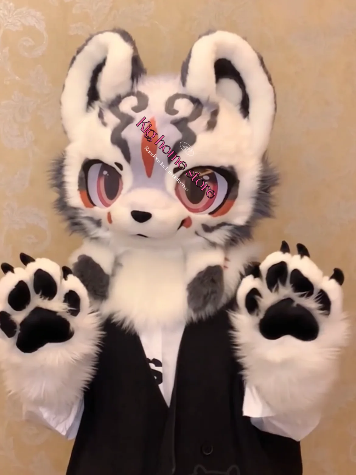 Fursuit zestawy słuchawkowe śliczny futrzany Cosplay pies głowa wilka kostiumy spersonalizowane Fursona głowy Comiket Furries Doll Kig Series Kawaii