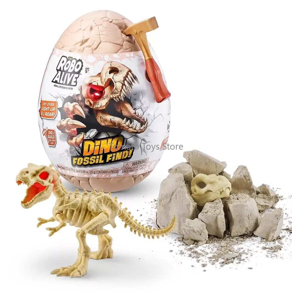 In Stock Zuru Robo Dino Fossil Find - Surprise Toy Excavate Dinosaur Fossils Digging Kit Trendy Collectible Toys Holiday Gifts